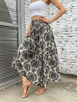 Printed Elastic Waist Maxi Skirt