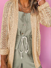 Openwork Open Front Long Sleeve Cardigan