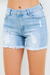 American Bazi High Waist Distressed Frayed Denim Shorts