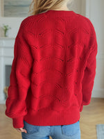 Openwork Round Neck Dropped Shoulder Sweater