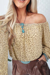 Leopard Off-Shoulder Long Sleeve Blouse