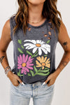 Distressed Graphic Round Neck Tank