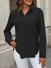Button Up Pocketed Long Sleeve Shirt