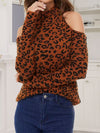Leopard Cold-Shoulder Sweater