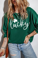 LUCKY Round Neck Dropped Shoulder Blouse