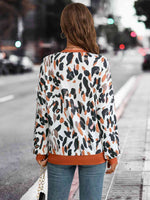 Leopard Round Neck Drop Shoulder Sweatshirt