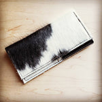 Hair on Hide Leather Wallet  Spotted with White
