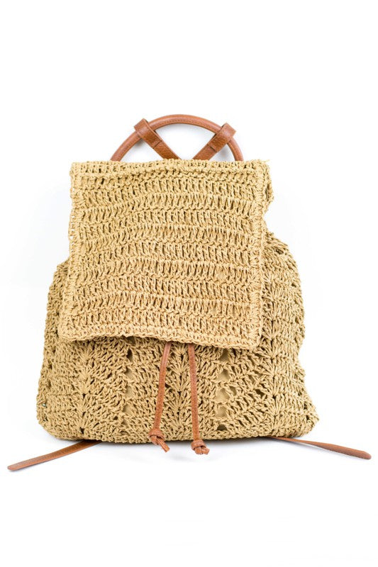 Woven Straw Backpack