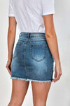 Distressed Raw Hem Denim Mini Skirt - Online Exclusive