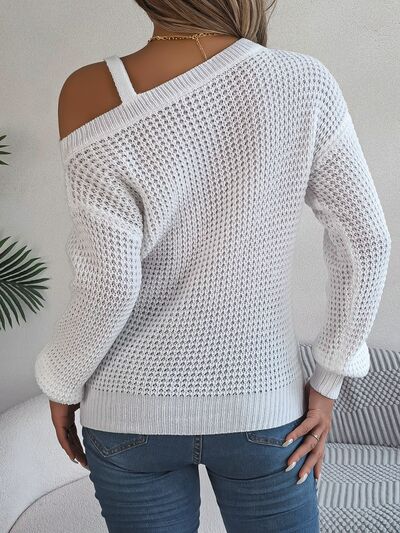Asymmetrical Neck Long Sleeve Sweater