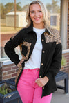 Leopard Collared Button Down Jacket