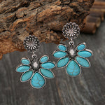 Artificial Turquoise Flower Earrings