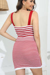 Striped Straight Neck Bodycon Dress