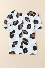 Leopard V-Neck Puff Sleeve Top