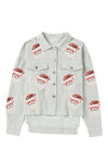 Santa Sequin High-Low Button Front Jacket