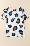 Leopard V-Neck Puff Sleeve Top