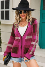 Striped Button-Front Fuzzy Cardigan