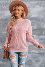 Fringe Detail Mixed Knit Sweater
