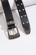Double Row Studded PU Leather Belt