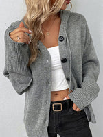 Drawstring Button Up Hooded Cardigan